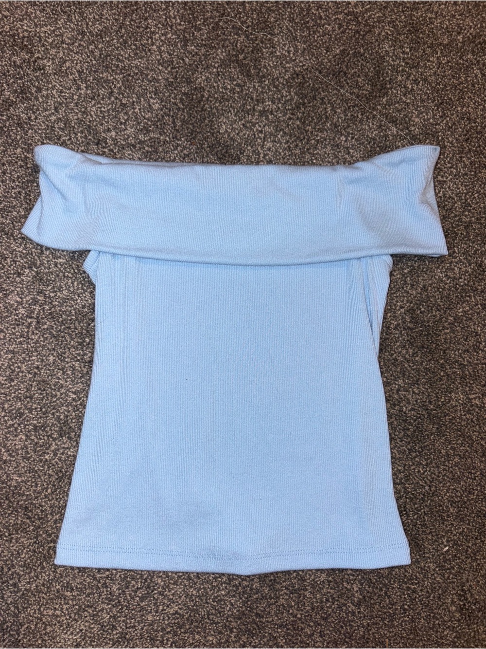 Altar'd State Light Blue Off-Shoulder Foldover Sweater